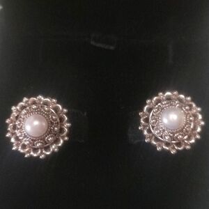 New Real Pearl And Silver Earrings